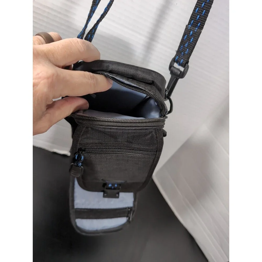 SAMSONITE PADDED CROSSBODY CAMERA BAG/ CASE/PURSE WITH COMPARTMENTS BLACK EUC